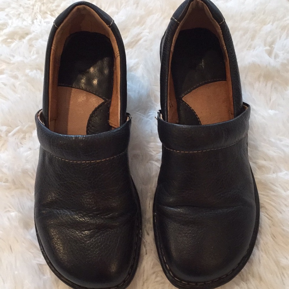 Born leather slip  on clogs size 8 m